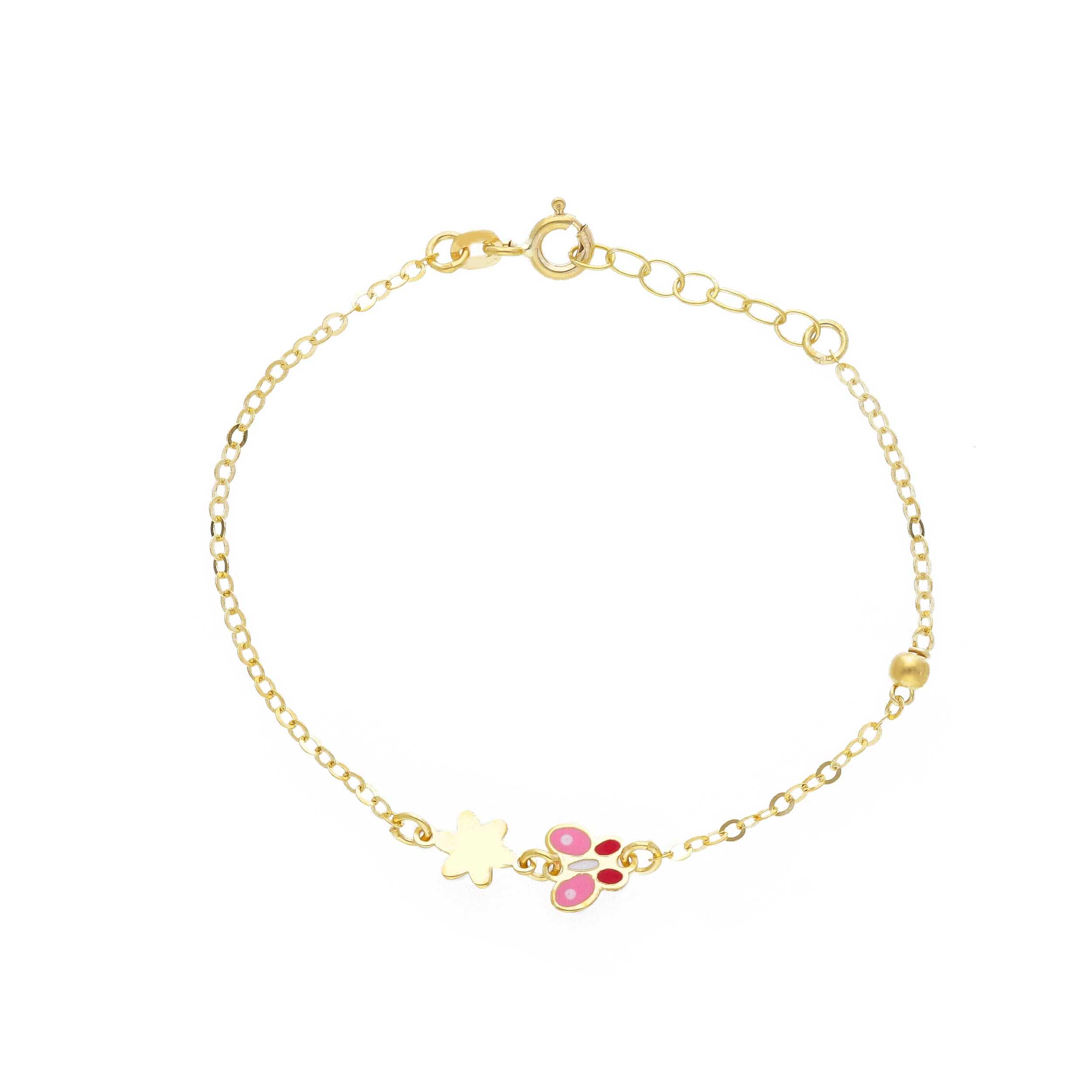 Βραχιόλι αστεράκι & πεταλούδα απο κίτρινο χρυσό Κ9 (code S222534)